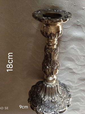 Silver-plated candlestick used, 18 cm height