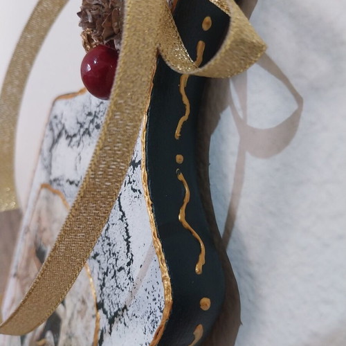Decorative Cutting Board Santa Claus Handmade with Gold Enamel