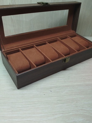 Watch storage case new, brown with 6 compartments