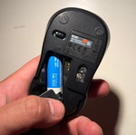 Logitech M185 wireless mouse used, black and blue