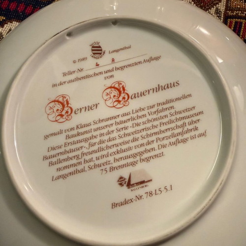 Swiss plate collection like new, handmade, numbered, set of 3