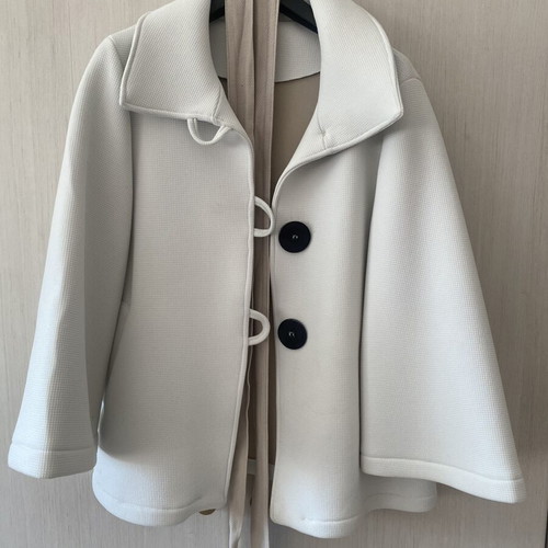 Made in Italy white wide coat with buttons and belt, size M