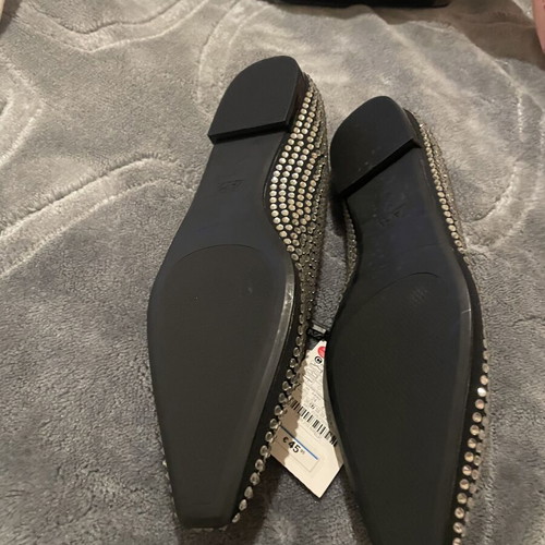 Zara rhinestone black and silver ballet flats, size 37