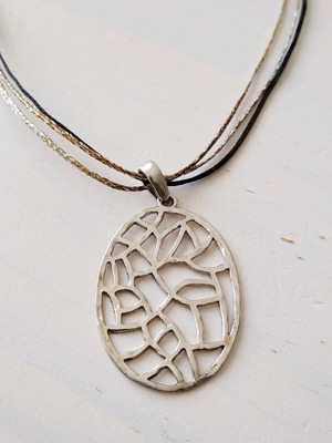 Silver 925 Pendant Necklace with Triple Cord New