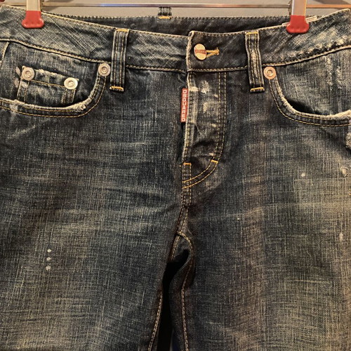 Dsquared2 Cropped Jeans like new, vintage with leather biker patch