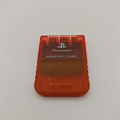 Sony PlayStation 1 Memory Card used, clear orange