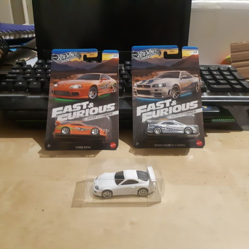 Hot Wheels Fast & Furious toy car set with Toyota Supra and Nissan Skyline