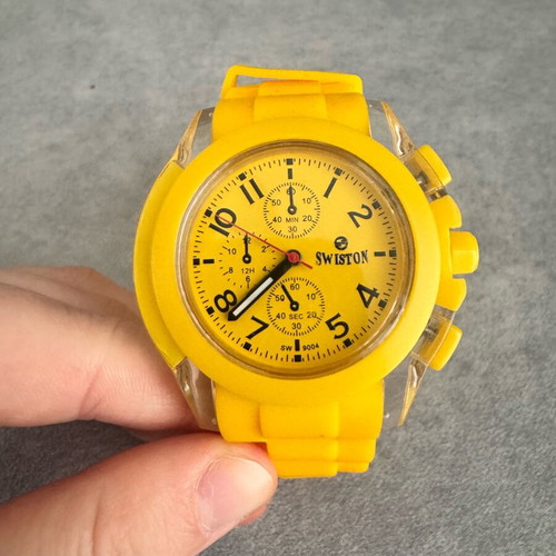 Swiston SW-9004M yellow quartz watch like new unisex