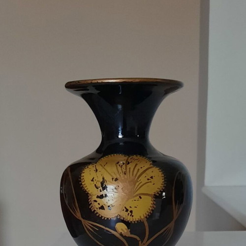 Vintage porcelain vase used with gold floral design
