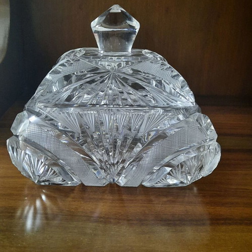 Crystal square fondue pot with lid like new