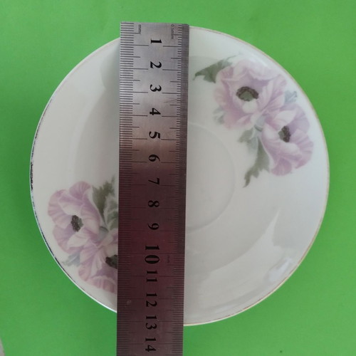 Vintage dessert plate 13 cm used with purple flowers