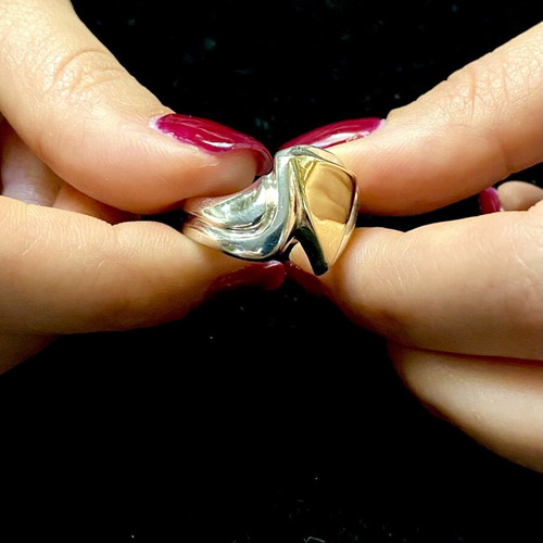 Silver-gold k14 ring new, size No15/55