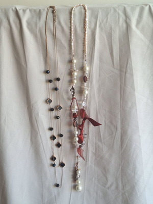 Σετ κολιέ με boho πέρλες και elegant σταυρό, σαν καινούργιο