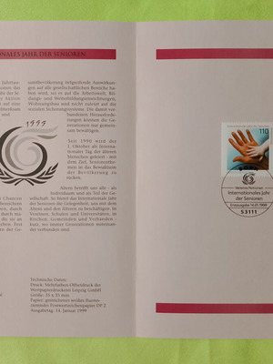 1999 Germany stamp with Bonn first day cover, mint block of four