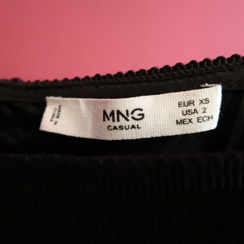 Mango black top with fringes, size XS, new