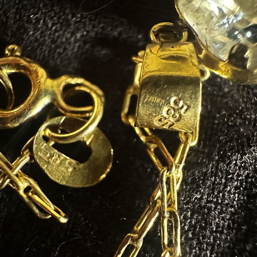 Vintage 14K gold necklace with two hearts