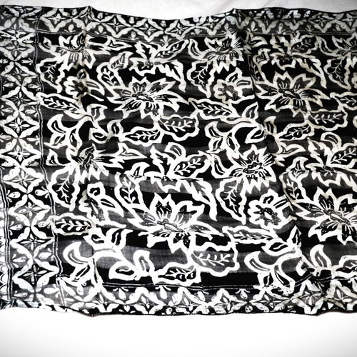 Siam Silk Batik Scarf black and white, new
