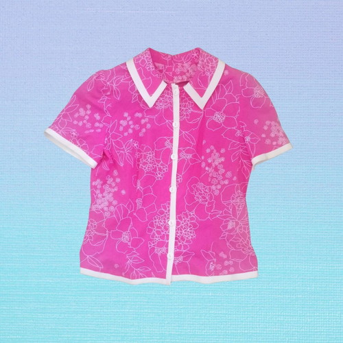 Pink summer shirt 90s deadstock, small, Cyprus made