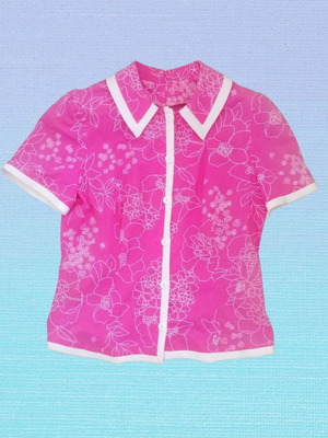 Pink summer shirt 90s deadstock, small, Cyprus made