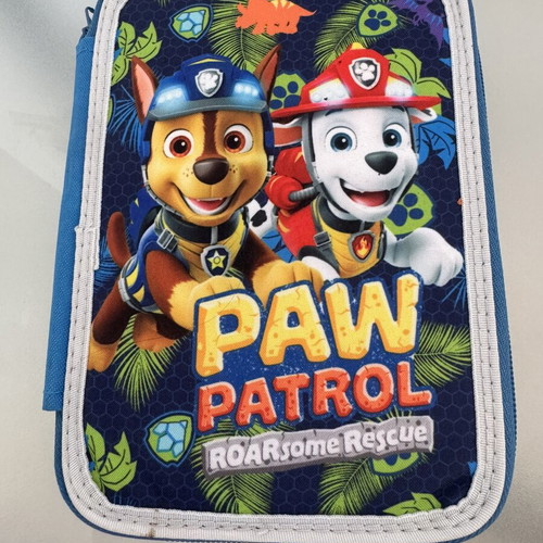 Paw Patrol double pencil case with markers and crayons, new
