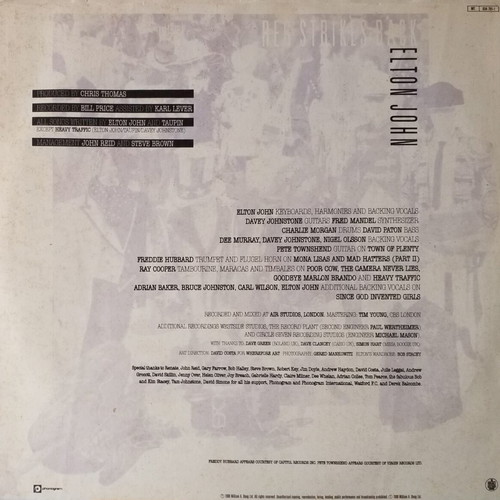 Elton John Reg Strikes Back vinyl LP album