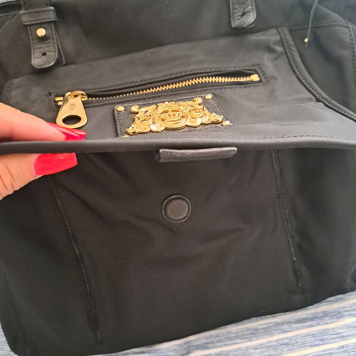 Juicy Couture large shoulder bag used, black with leather details