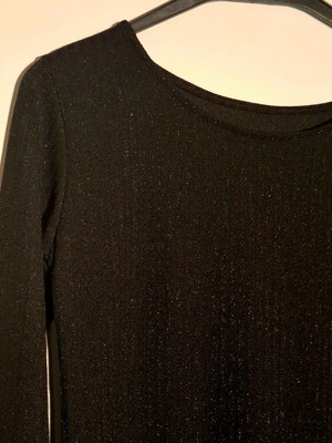 Black metallic maxi dress like new with 3/4 sleeve and small slit