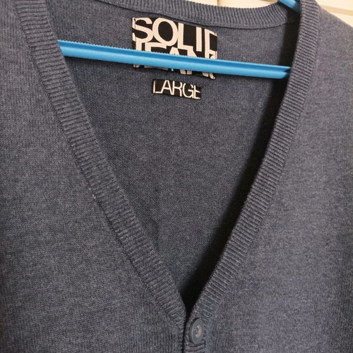 Solid men's cardigan used, blue, size L