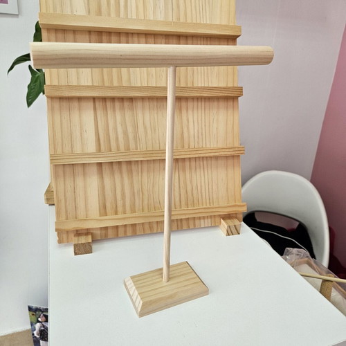 Wooden jewelry display stands, set