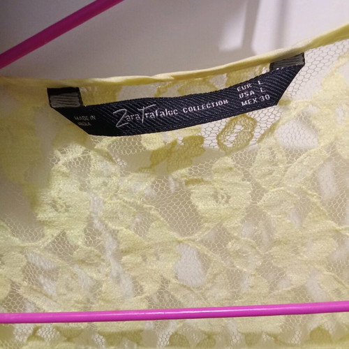 Zara summer blouse with lace, satin texture, like new, size L
