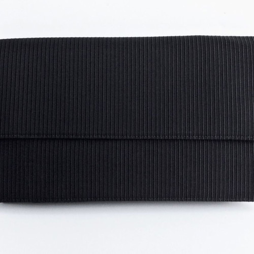 Marina Rinaldi clutch bag used, black ribbed satin