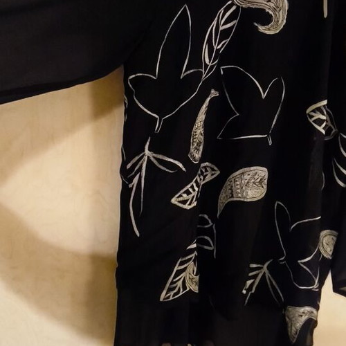 Vintage shirt with leaf pattern Katsigiannis used, black, size L