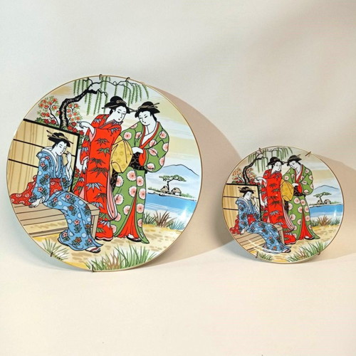 Studio - Hibino collectible porcelain plate set with geisha theme