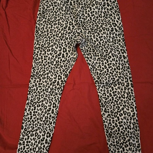 H&M Animal Print Elastic Pants XL Like New Black White