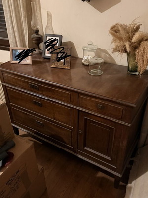 Vintage wooden buffet used, classic style, walnut tone