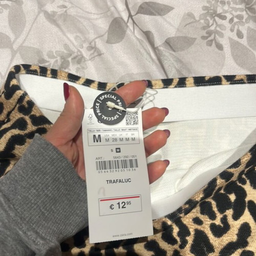 Leopard Mini Skirt Elastic New Zara Black Beige
