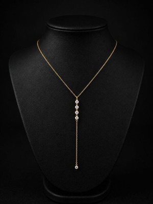 Gold Y Necklace with Strass Details by Exis Jewellery like new