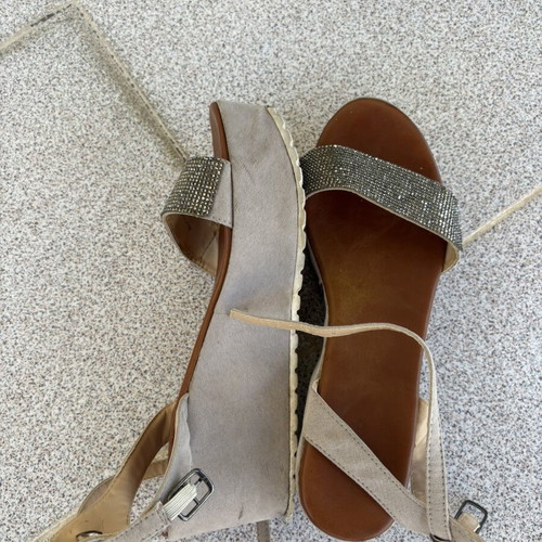Migato platform sandals with rhinestones, grey silver