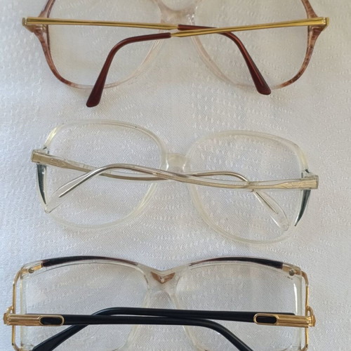 Authentic eyeglass frames used, lot of 6 colorful vintage
