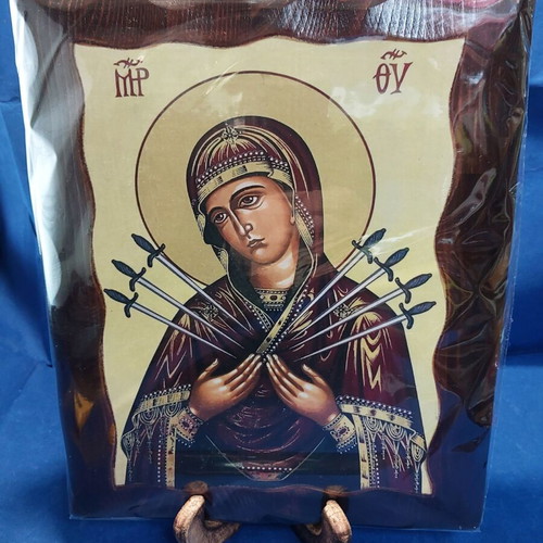 Panagia the Eptaspathi wooden icon new 30x26 cm