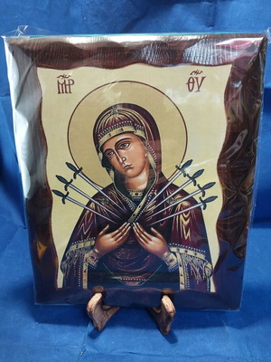 Panagia the Eptaspathi wooden icon new 30x26 cm