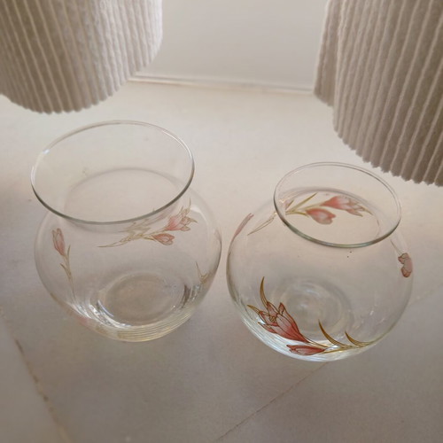Vintage glass romantic jars with flowers & butterfly tealight holder