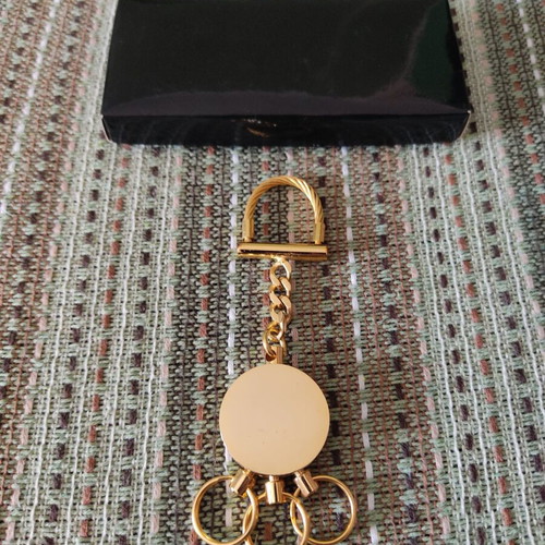 Deluxe keychain with case, like new, gold tone