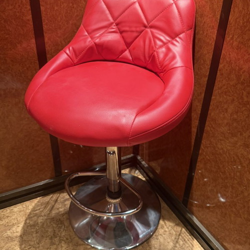 Red adjustable bar stool like new