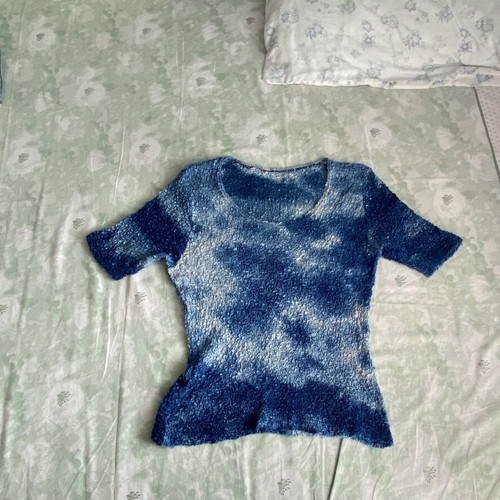 90s vintage blue short-sleeve top like new