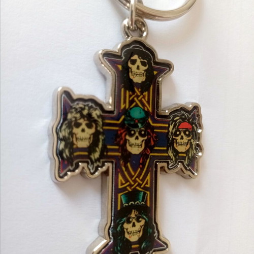 Guns N' Roses Keychain 2014 with Liquid Glass, New, Silver