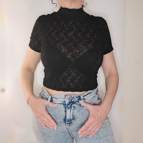 Black Lace Crop Top Small like new