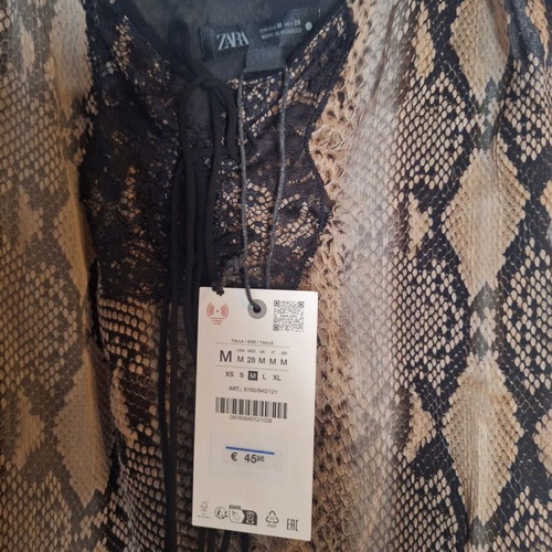 Zara top new, black and brown, size M