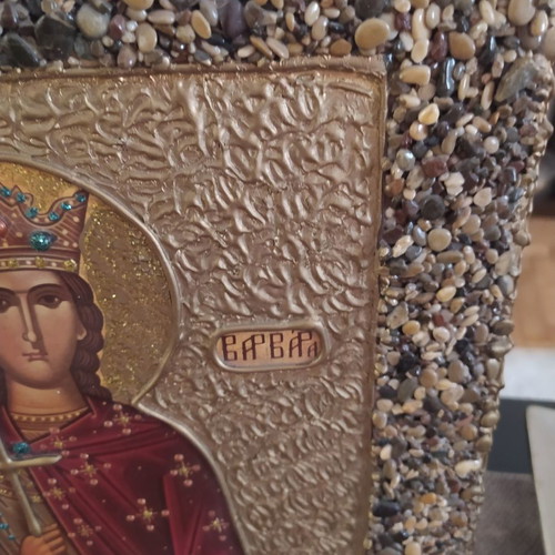 Saint Barbara icon handmade used, large