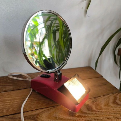 Vintage 70s illuminated makeup mirror used from former Soviet Union